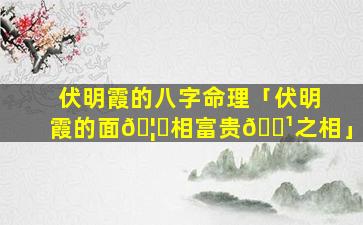 伏明霞的八字命理「伏明霞的面🦍相富贵🌹之相」