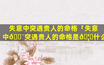 失意中突遇贵人的命格「失意中🐴突遇贵人的命格是🦟什么」