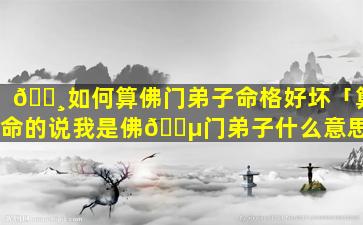 🌸如何算佛门弟子命格好坏「算命的说我是佛🐵门弟子什么意思」